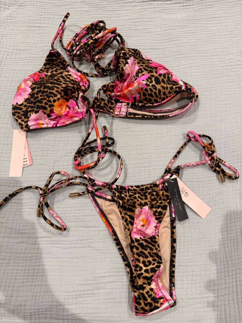 Victoria's Secret bikini - Leopard with Pink Floral Accents